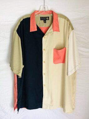 Nat Nast Men's Size 2XL Krazy Kwilt Silk Colorblock Bowling Camp Shirt